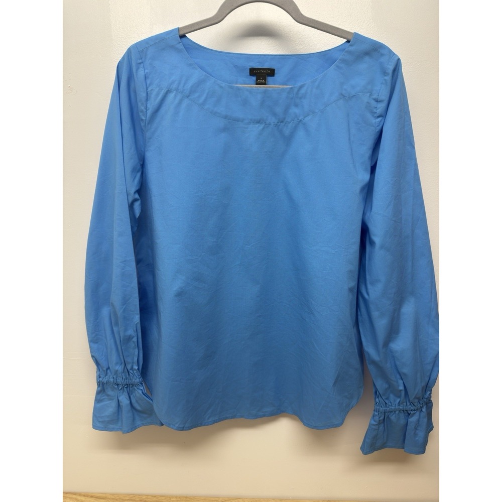 NEW Ann Taylor Sky Teal Blue Long Sleeve Blouse Shirt Top Small #48 - Picture 4 of 8